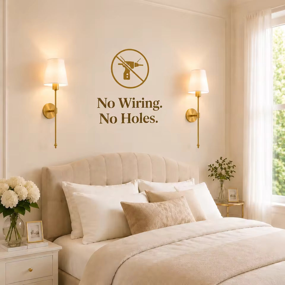 Wireless Battery-Powered Wall Lamps- Stick-On or Screw Mount for Easy Installation, Rechargeable LED Bulbs