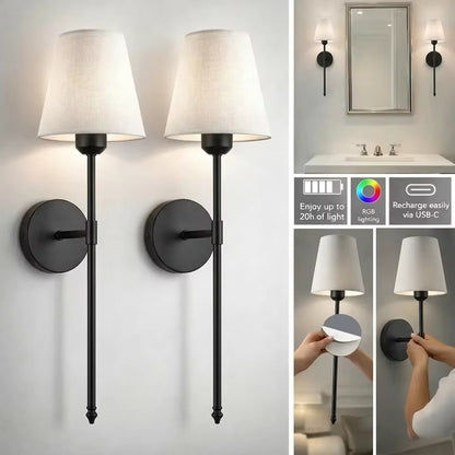 Wireless Battery-Powered Wall Lamps- Stick-On or Screw Mount for Easy Installation, Rechargeable LED Bulbs